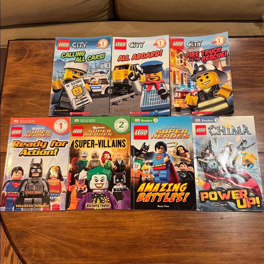 Scholastic Lego City DK Readers 7 Book Set Levels 1 2 3 DC Comics Chima